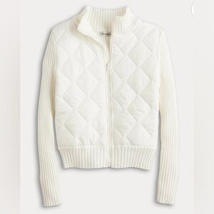 Madden Girl Cream Quilted Cardigan Sweater